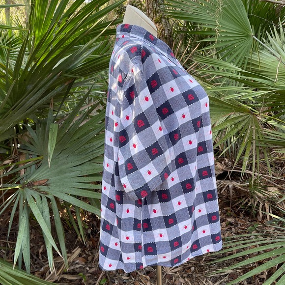 Vintage 90s Blue White Plaid School House Apple Short Sleeves Liz and Me Size 4X - Picture 10 of 11
